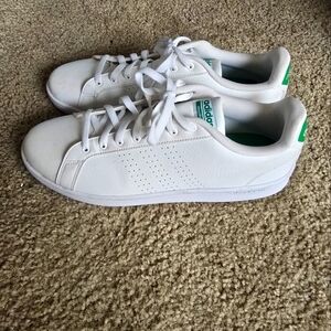 adidas Men's Advantage Sneakers White/White/Green Cloudfoam
